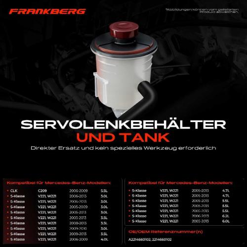 1x Ausgleichsbehälter Servolenkung für Mercedes-Benz S-Klasse W221 C216 A209 C209 Bild 1x Ausgleichsbehälter Servolenkung für Mercedes-Benz S-Klasse W221 C216 A209 C209