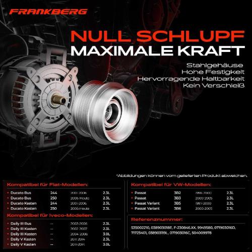 1x Generatorfreilauf Lichtmaschine für VW Passat Fiat Ducato Iveco Daily 3 4 5 Bild 1x Generatorfreilauf Lichtmaschine für VW Passat Fiat Ducato Iveco Daily 3 4 5
