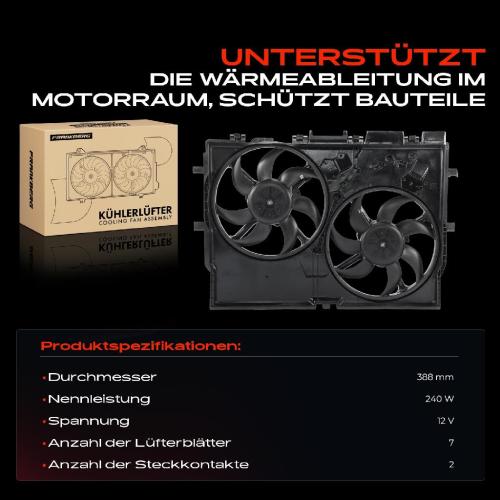 Frankberg 1x Motorkühller Doppellüfter mit Kühlerlüfterrahmen Fiat Ducato 250 290 Bus Kasten 2.3L Bild Frankberg 1x Motorkühller Doppellüfter mit Kühlerlüfterrahmen Fiat Ducato 250 290 Bus Kasten 2.3L
