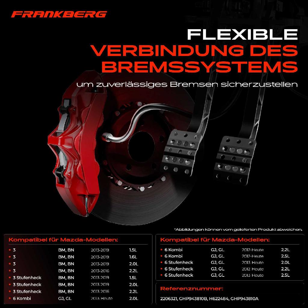 1x Bremsschlauch Bremsschläuche Hinterachse Links oder Rechts für Mazda 3 BM BN 6 GJ GL