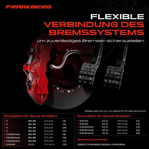 1x Bremsschlauch Bremsschläuche Hinterachse Links oder Rechts für Mazda 3 BM BN 6 GJ GL Bild 1x Bremsschlauch Bremsschläuche Hinterachse Links oder Rechts für Mazda 3 BM BN 6 GJ GL