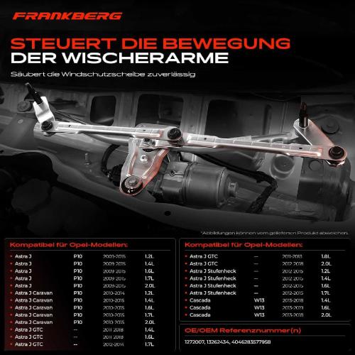 Frankberg 1x Wischergestänge Vorne für Opel Astra J P10 Cascada Bild Frankberg 1x Wischergestänge Vorne für Opel Astra J P10 Cascada
