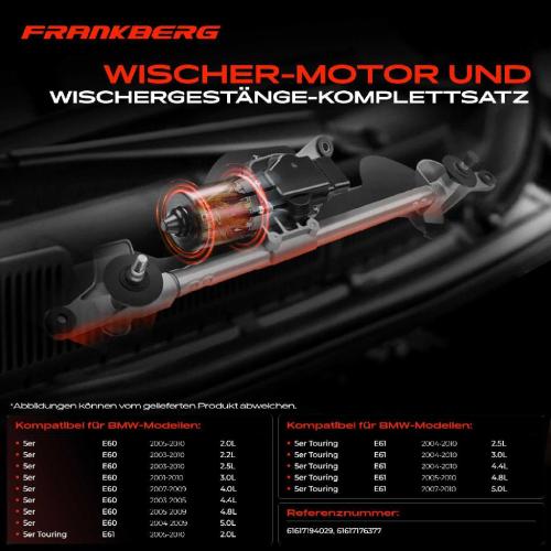 Frankberg 1x Wischerarm Scheibenwischer Vorne für BMW 5er E60 Touring E61 2001-2010 Bild Frankberg 1x Wischerarm Scheibenwischer Vorne für BMW 5er E60 Touring E61 2001-2010