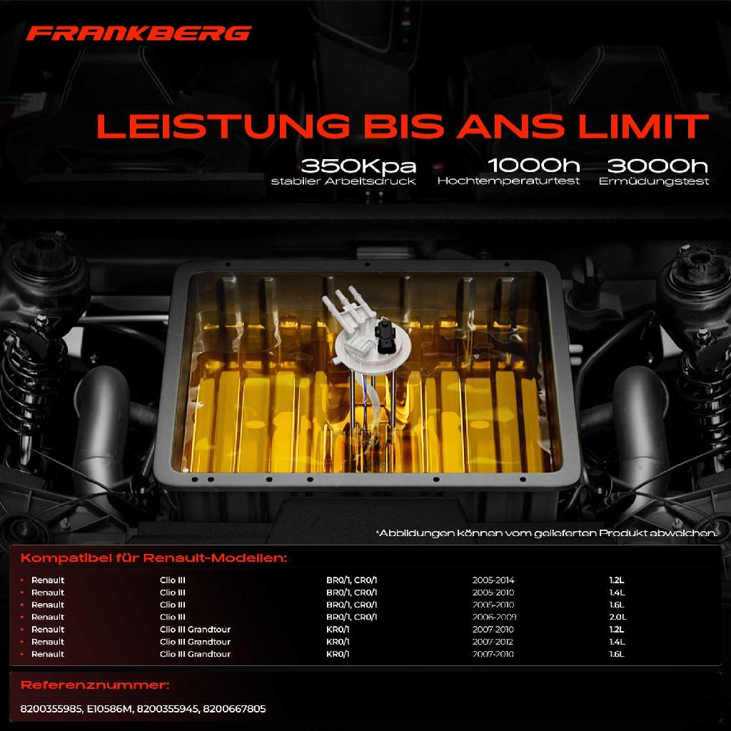 1x Kraftstoffpumpe für Renault Clio III BR0/1 CR0/1 Clio III Grandtour KR0/1 1.2L 1.4L 1.6L 2.0L 2005-2014