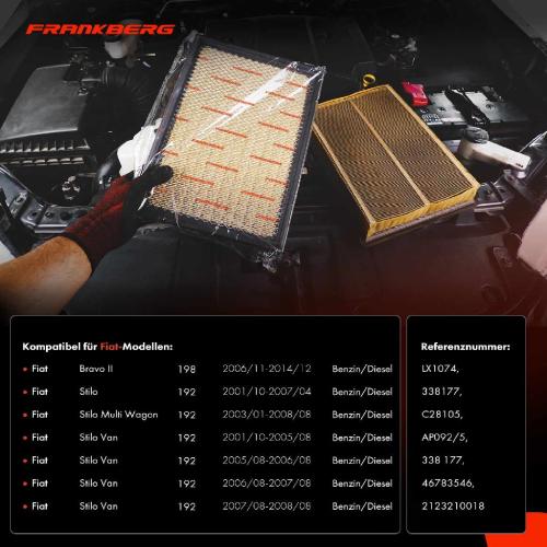 2x Luftfilter Filtereinsatz für Fiat Bravo II 198 Stilo Van Multi Wagon 192 Bild 2x Luftfilter Filtereinsatz für Fiat Bravo II 198 Stilo Van Multi Wagon 192