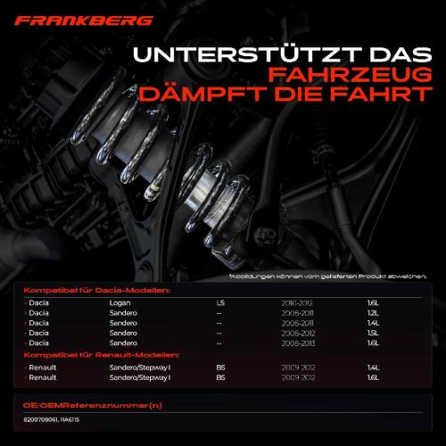 Frankberg 2x Fahrwerksfeder Hinterachse für Dacia Logan LS Sandero Renault Sandero/Stepway BS 2008-2013 Bild Frankberg 2x Fahrwerksfeder Hinterachse für Dacia Logan LS Sandero Renault Sandero/Stepway BS 2008-2013