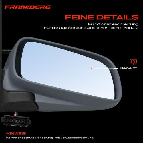Frankberg 1x Außenspiegel Rechts für VW Polo 6V2 6V5 1.4L 1.6L 1.7L 1.8L 1.9L 1995-1999 Bild Frankberg 1x Außenspiegel Rechts für VW Polo 6V2 6V5 1.4L 1.6L 1.7L 1.8L 1.9L 1995-1999