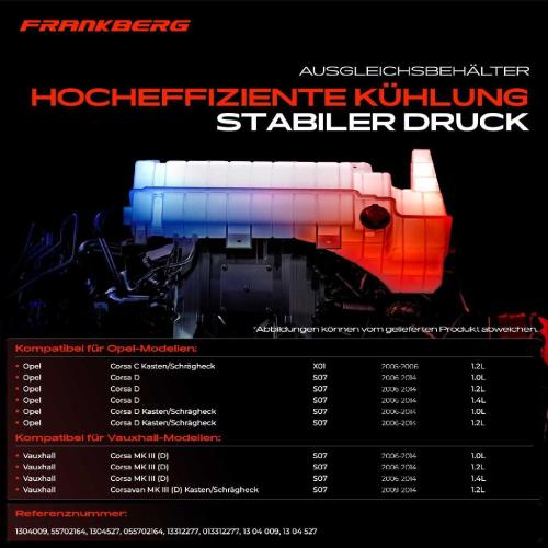 Frankberg 1x Ausgleichsbehälter Kühlmittelbehälter für Opel Corsa D S07 Corsa D Van 1.0L 1.2L 1.4L Bild Frankberg 1x Ausgleichsbehälter Kühlmittelbehälter für Opel Corsa D S07 Corsa D Van 1.0L 1.2L 1.4L