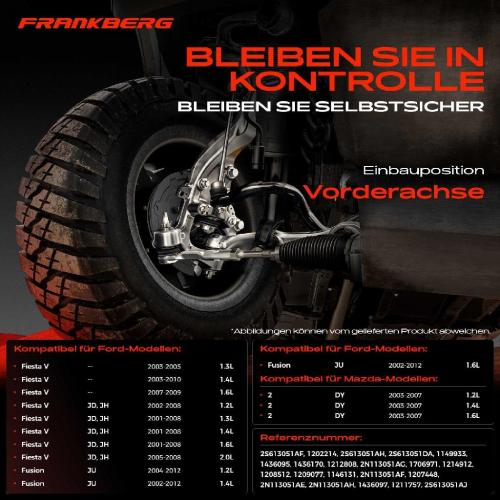 1x Querlenker Satz Vorderachse für Ford Fiesta V Van Fusion Mazda 2 1.2L 1.3L 1.4L 1.6L 2.0L 2001-2012 Bild 1x Querlenker Satz Vorderachse für Ford Fiesta V Van Fusion Mazda 2 1.2L 1.3L 1.4L 1.6L 2.0L 2001-2012