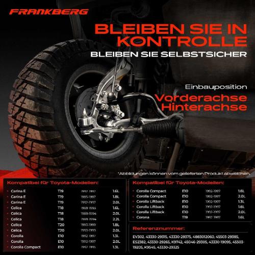 Frankberg 1x Querlenker Satz Vorderachse für Toyota Carina E Sportswagon Stufenheck Celica Cabriolet Coupe Bild Frankberg 1x Querlenker Satz Vorderachse für Toyota Carina E Sportswagon Stufenheck Celica Cabriolet Coupe