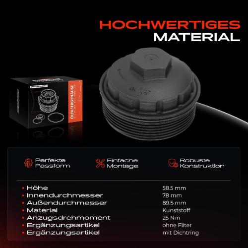 1x Ölfiltergehäuse Deckel für VW Golf 5 Passat Touran Transporter T5 Audi A4 A6 Bild 1x Ölfiltergehäuse Deckel für VW Golf 5 Passat Touran Transporter T5 Audi A4 A6