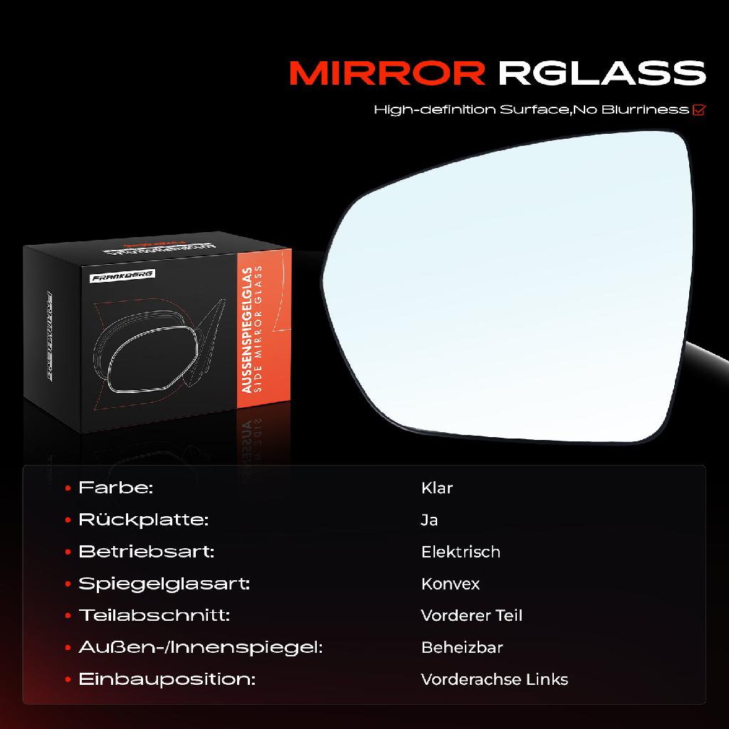 1x Spiegelglas Außenspiegel links für Citroën C5 Aircross DS DS7 Crossback Opel Grandland X