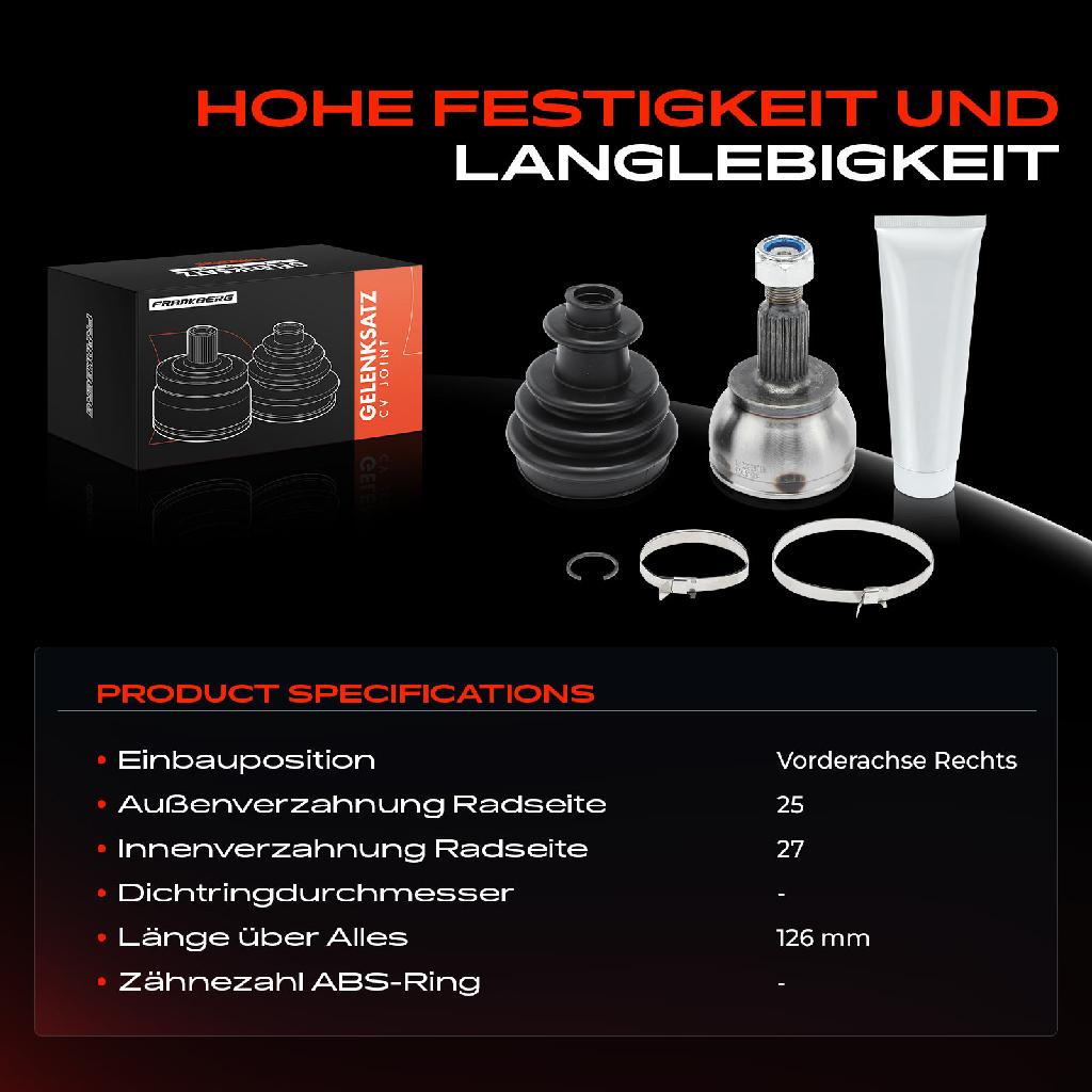 1x Antriebswelle Gelenksatz Vorderachse Rechts für Mercedes-Benz A-Klasse W169 A 160 W245 B 170