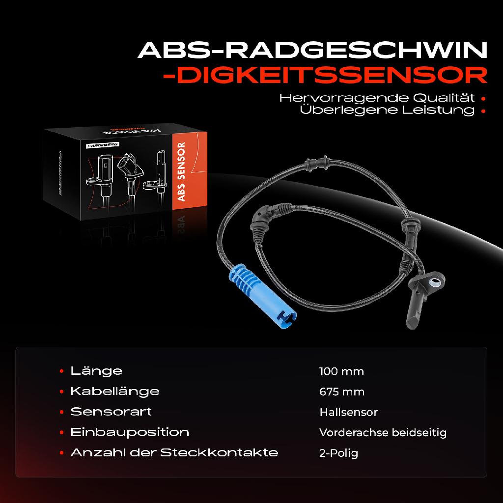 1x ABS Sensor Vorderachse beidseitig für BMW F20 F21 F23 F22 F87 F34 F30 F80 F31 F33 F83 F32 F82 F36 Bj ab 2011
