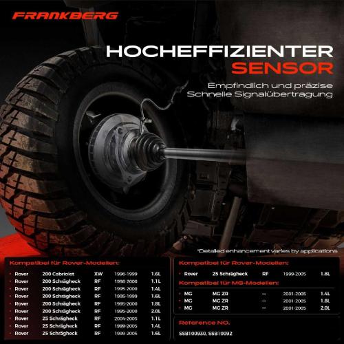 Frankberg 1x ABS Sensor Vorderachse rechts für MG ZR Rover 200 Cabriolet Schrägheck 25 400 Tourer Streetwise Bild Frankberg 1x ABS Sensor Vorderachse rechts für MG ZR Rover 200 Cabriolet Schrägheck 25 400 Tourer Streetwise