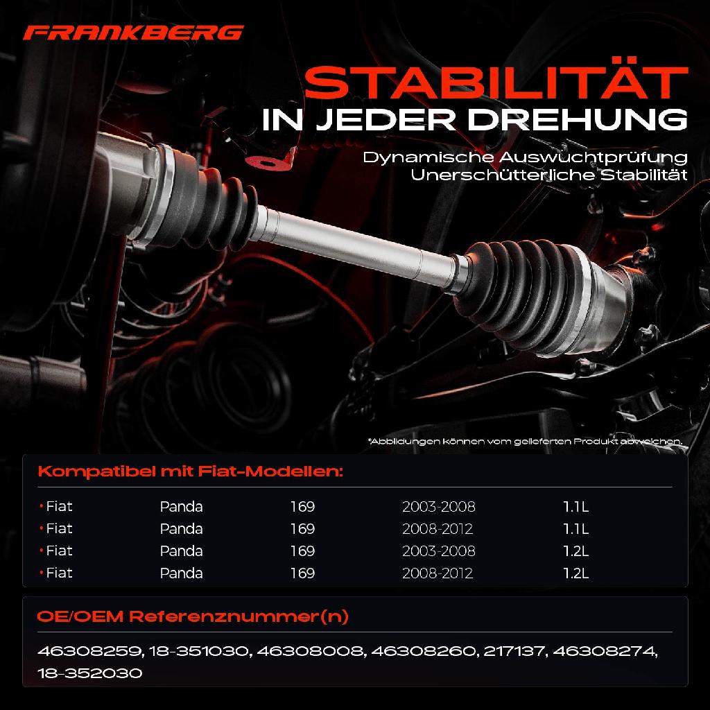 1x Antriebswelle Vorderachse Rechts für Fiat Panda 169 1.1L 1.2L 2003-2012