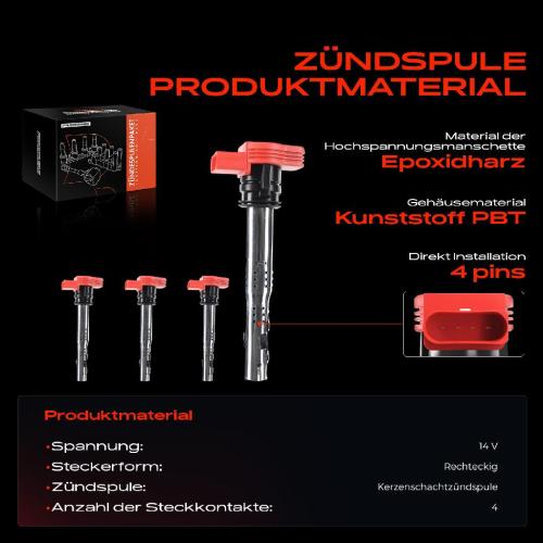Frankberg 4x Zündmodul Zündspule für VW Touareg Audi A4 Avant Cabriolet A5 Sportback A6 Allroad A7 A8 Q5 Q7 R8 Spyder Bild Frankberg 4x Zündmodul Zündspule für VW Touareg Audi A4 Avant Cabriolet A5 Sportback A6 Allroad A7 A8 Q5 Q7 R8 Spyder