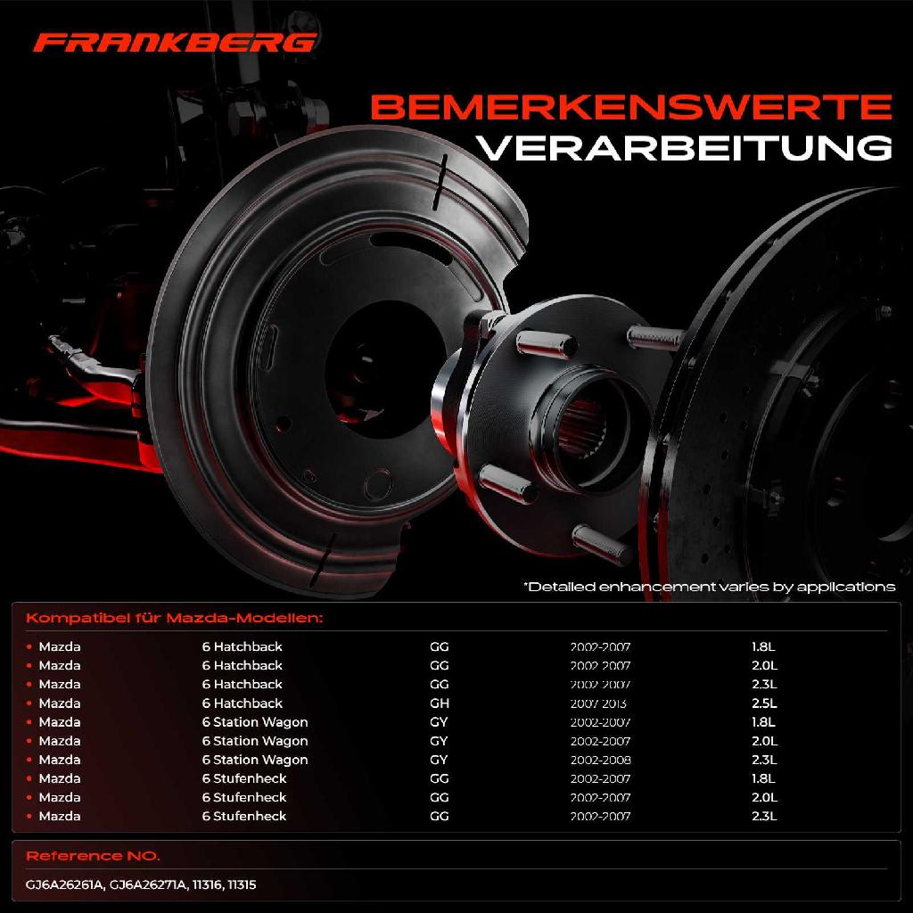 2x Ankerblech Bremsscheibe Hinterachse Beidseitig für Mazda 6 Hatchback/Stufenheck/Station Wagon