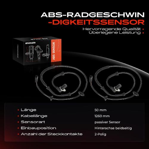 2x ABS Sensor Hinterachse beidseitig für Audi A6 Avant 1.8L 2.4L 2.5L 2.7L 2.8L 3.0L 1997-2005 Bild 2x ABS Sensor Hinterachse beidseitig für Audi A6 Avant 1.8L 2.4L 2.5L 2.7L 2.8L 3.0L 1997-2005