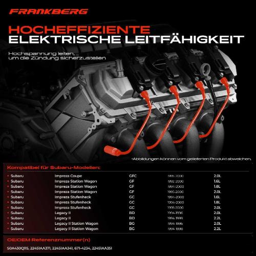 4x Zündleitungssatz Zündkabel für Subaru Impreza GF GC Legacy II BD 2.0L 2.2L Bild 4x Zündleitungssatz Zündkabel für Subaru Impreza GF GC Legacy II BD 2.0L 2.2L