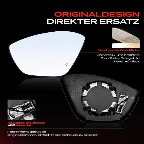 1x Spiegelglas Außenspiegel links für Citroën C3 III Van SX SY C4 Cactus Van 0B 0P Peugeot 208 I Bild 1x Spiegelglas Außenspiegel links für Citroën C3 III Van SX SY C4 Cactus Van 0B 0P Peugeot 208 I