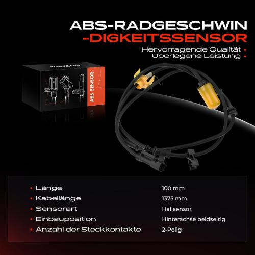 1x ABS Sensor Hinterachse beidseitig für Chrysler Voyager IV Dodge Caravan 2.4L 2.5L 2.8L 3.3L 2004-2008 Bild 1x ABS Sensor Hinterachse beidseitig für Chrysler Voyager IV Dodge Caravan 2.4L 2.5L 2.8L 3.3L 2004-2008