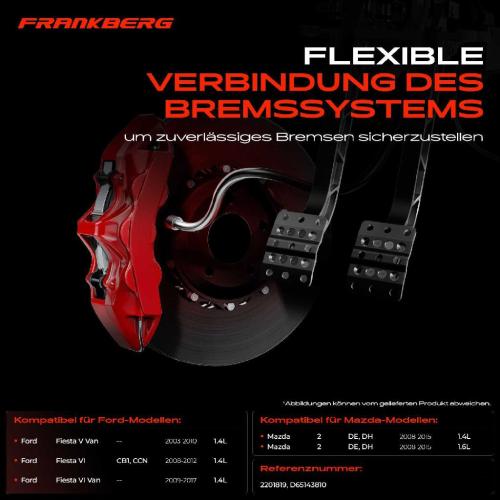 1x Bremsschlauch Bremsschläuche Hinterachse Links oder Rechts für Ford Fiesta VI CB1 Mazda 2 DE DH Bild 1x Bremsschlauch Bremsschläuche Hinterachse Links oder Rechts für Ford Fiesta VI CB1 Mazda 2 DE DH