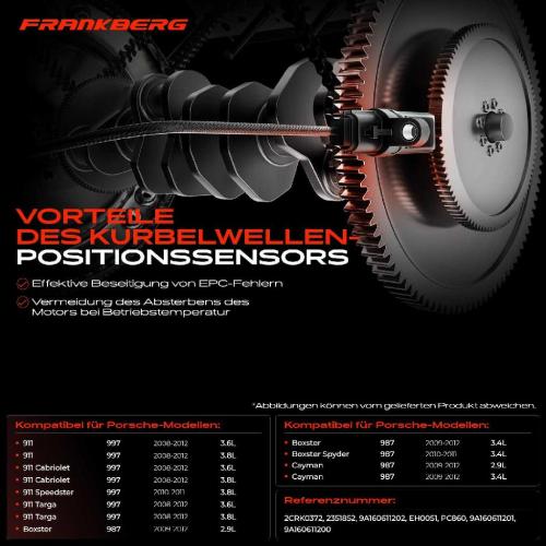 1x Kurbelwellensensor Impulsgeber für Porsche 911 Cabriolet Targa 997 Boxster Spyder Cayman 987 Bild 1x Kurbelwellensensor Impulsgeber für Porsche 911 Cabriolet Targa 997 Boxster Spyder Cayman 987