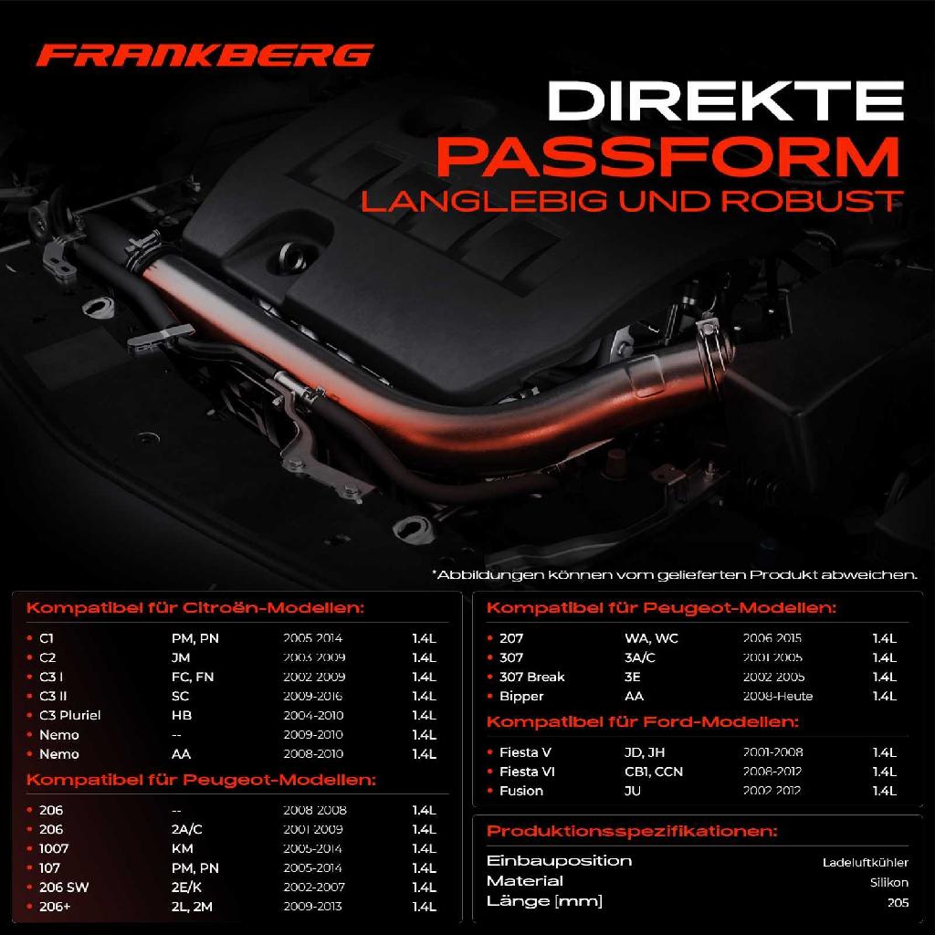 1x Kühlerschlauch Turboschlauch für Citroën C1 C2 Enterprise C3 I II Pluriel Nemo Kasten Kombi Ford Peugeot