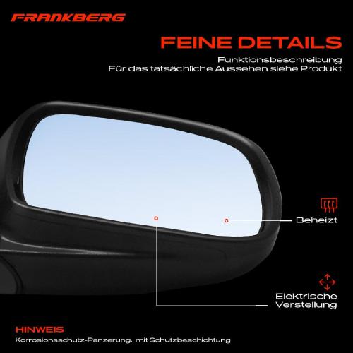 Frankberg 1x Außenspiegel Rechts für Peugeot 307 3A/C 3B 3H 3E 307 2000-2016 Bild Frankberg 1x Außenspiegel Rechts für Peugeot 307 3A/C 3B 3H 3E 307 2000-2016
