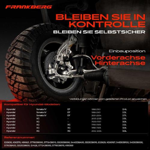 Frankberg 1x Querlenker Satz Vorderachse für Hyundai Sonata IV XG Stufenheck 2.4L 2.5L 2.7L 3.0L 3.5L 1998-2005 Bild Frankberg 1x Querlenker Satz Vorderachse für Hyundai Sonata IV XG Stufenheck 2.4L 2.5L 2.7L 3.0L 3.5L 1998-2005
