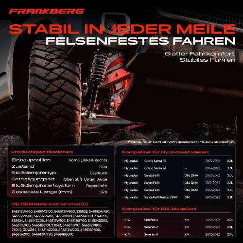 2x Stoßdämpfer Vorderachse für Hyundai Santa Fé III DM KIA Sorento II XM Bj ab 2012 Bild 2x Stoßdämpfer Vorderachse für Hyundai Santa Fé III DM KIA Sorento II XM Bj ab 2012