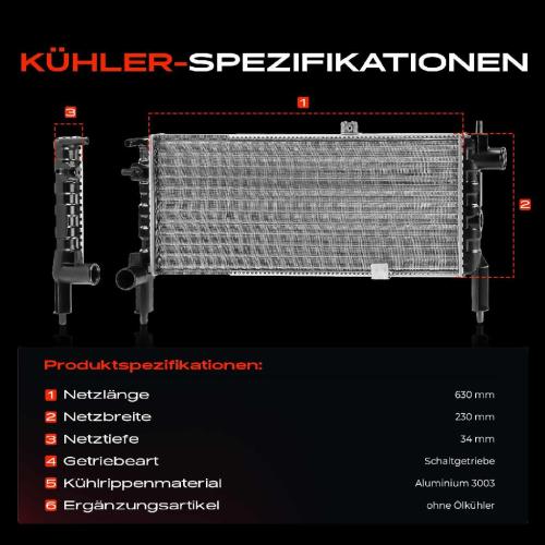 Frankberg 1x Kühler Wasserkühler Motorkühler für Opel Corsa A S83 1.2L-1.4L Bild Frankberg 1x Kühler Wasserkühler Motorkühler für Opel Corsa A S83 1.2L-1.4L