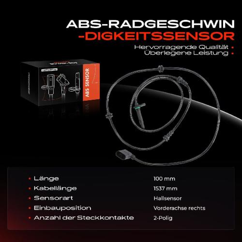 1x ABS Sensor Vorderachse rechts für Mercedes-Benz Sprinter 3,5-T B906 5-T 2.2L 2.1L 1.8L 3.0L 2006-2018 Bild 1x ABS Sensor Vorderachse rechts für Mercedes-Benz Sprinter 3,5-T B906 5-T 2.2L 2.1L 1.8L 3.0L 2006-2018