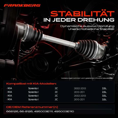 1x Antriebswelle Vorderachse Rechts für KIA Sorento I JC 2.5L 3.5L 2002-2009 Bild 1x Antriebswelle Vorderachse Rechts für KIA Sorento I JC 2.5L 3.5L 2002-2009