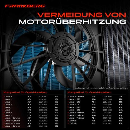 Frankberg 1x Motorkühller Einfachlüfter mit Kühlerlüfterrahmen Opel Astra H CC Zafira B Bild Frankberg 1x Motorkühller Einfachlüfter mit Kühlerlüfterrahmen Opel Astra H CC Zafira B