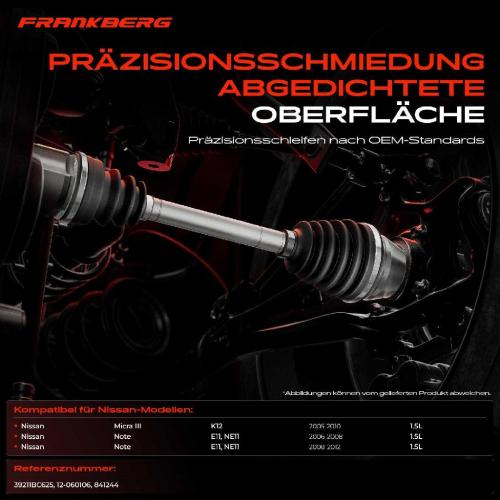Frankberg 1x Antriebswelle Gelenksatz Vorderachse für Nissan Micra III K12 Note E11 NE11 Bild Frankberg 1x Antriebswelle Gelenksatz Vorderachse für Nissan Micra III K12 Note E11 NE11