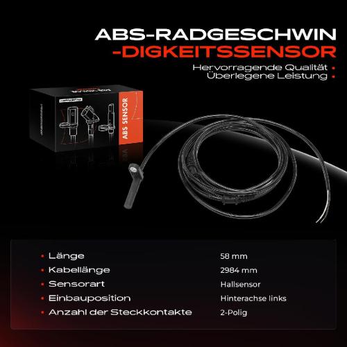 1x ABS Sensor Hinterachse links für Mercedes-Benz G-Klasse W463 G-Klasse Cabrio 5.5L 3.0L 5.4L 2004-2018 Bild 1x ABS Sensor Hinterachse links für Mercedes-Benz G-Klasse W463 G-Klasse Cabrio 5.5L 3.0L 5.4L 2004-2018