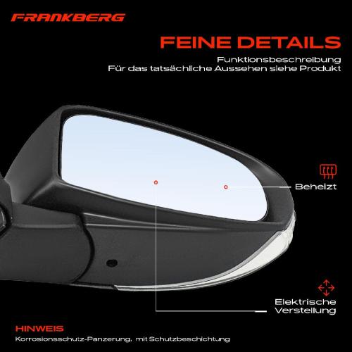 Frankberg 1x Außenspiegel Rechts für Toyota IQ J1 1.0L 1.3L 1.4L 2009-2015 Bild Frankberg 1x Außenspiegel Rechts für Toyota IQ J1 1.0L 1.3L 1.4L 2009-2015