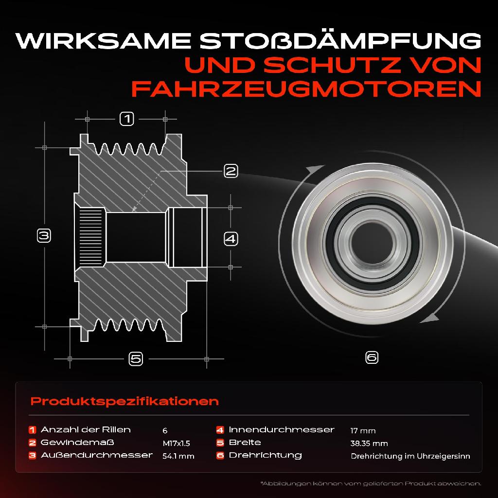 1x Generatorfreilauf Lichtmaschine für Citroën C3 C4 DS Peugeot 208 308 Partner
