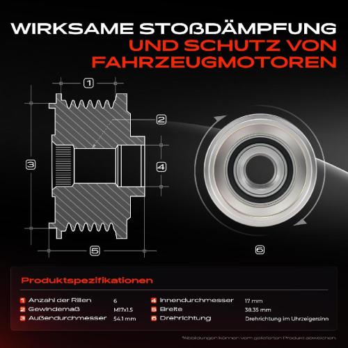1x Generatorfreilauf Lichtmaschine für Citroën C3 C4 DS Peugeot 208 308 Partner Bild 1x Generatorfreilauf Lichtmaschine für Citroën C3 C4 DS Peugeot 208 308 Partner