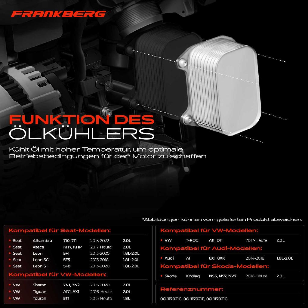 1x Ölkühler Motoröl für VW Golf VII Passat Audi A1 A3 8V A4 A5 A6 A8 Q2 Q3 Q5 Q7 TT