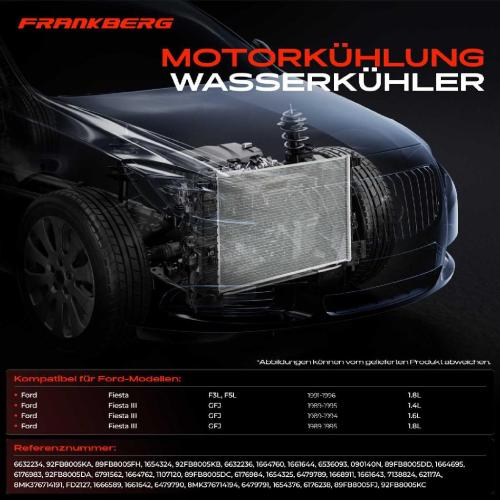 Frankberg 1x Kühler Wasserkühler Motorkühler für Ford Fiesta 3 GFJ 1989-1995 Bild Frankberg 1x Kühler Wasserkühler Motorkühler für Ford Fiesta 3 GFJ 1989-1995
