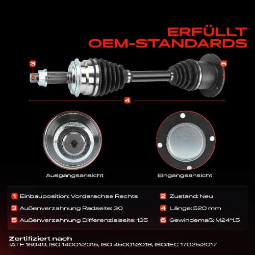 1x Antriebswelle Vorderachse Rechts für Mitsubishi Pajero IV V8W V9W 3.0L 3.2L 3.8L Bj ab 2007 Bild 1x Antriebswelle Vorderachse Rechts für Mitsubishi Pajero IV V8W V9W 3.0L 3.2L 3.8L Bj ab 2007