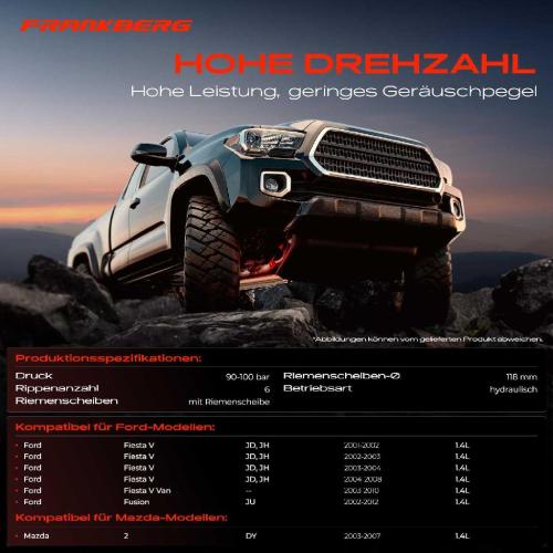 Frankberg 1x Servopumpe hydraulisch für Ford Fiesta V Van JH JD Fusion JU Mazda 2 DY 2001-2012 Bild Frankberg 1x Servopumpe hydraulisch für Ford Fiesta V Van JH JD Fusion JU Mazda 2 DY 2001-2012