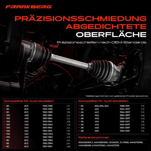 Frankberg 1x Antriebswelle Gelenksatz Vorderachse für Audi 100 4A2 4A5 80 8C2 90 A6 Cabriolet Coupe Bild Frankberg 1x Antriebswelle Gelenksatz Vorderachse für Audi 100 4A2 4A5 80 8C2 90 A6 Cabriolet Coupe