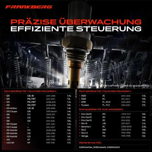Frankberg 1x Lambdasonde Regelsonde Vor Katalysator für Hyundai Accent IV Elantra Stufenheck H-1/Starex Bus KIA Bild Frankberg 1x Lambdasonde Regelsonde Vor Katalysator für Hyundai Accent IV Elantra Stufenheck H-1/Starex Bus KIA