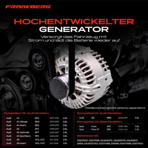 1x Lichtmaschine Generator für Audi A4 8K2 8KH 8K5 B8 A6 4G2 4GC A5 Q5 Seat Bild 1x Lichtmaschine Generator für Audi A4 8K2 8KH 8K5 B8 A6 4G2 4GC A5 Q5 Seat