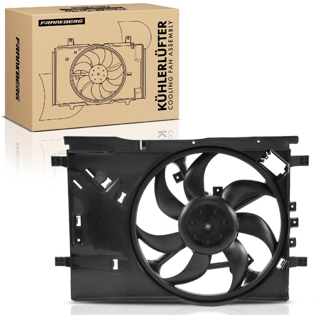 Frankberg 1x Motorkühller Einfachlüfter mit Kühlerlüfterrahmen Fiat Grande Punto 199 Opel Corsa D S07
