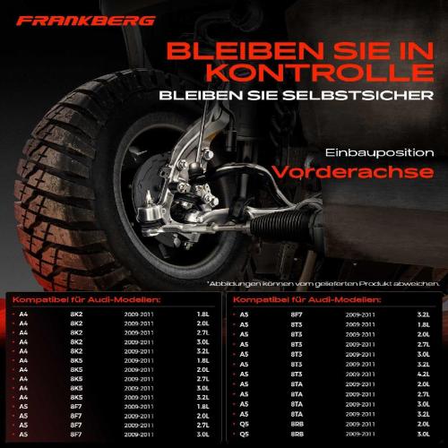 Frankberg 1x Querlenker Satz Vorderachse für Audi A4 Avant A5 Cabriolet Sportback Q5 2.0L 2.7L 3.0L 3.2L 4.2L 2009-2011 Bild Frankberg 1x Querlenker Satz Vorderachse für Audi A4 Avant A5 Cabriolet Sportback Q5 2.0L 2.7L 3.0L 3.2L 4.2L 2009-2011